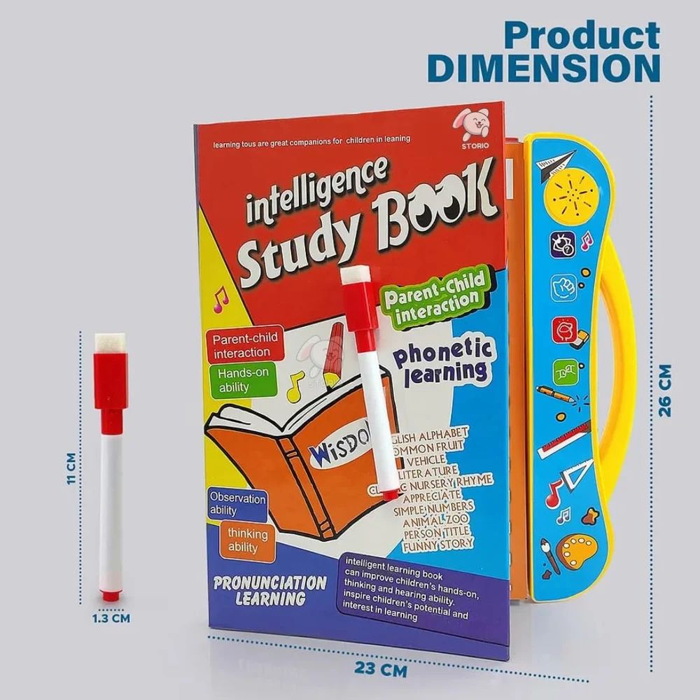 Play & Learn Intelligence Book | Interactive Musical Phonetic Learning for Kids 3+ | Educational ABC & 123 E-Learning Toy for Toddlers