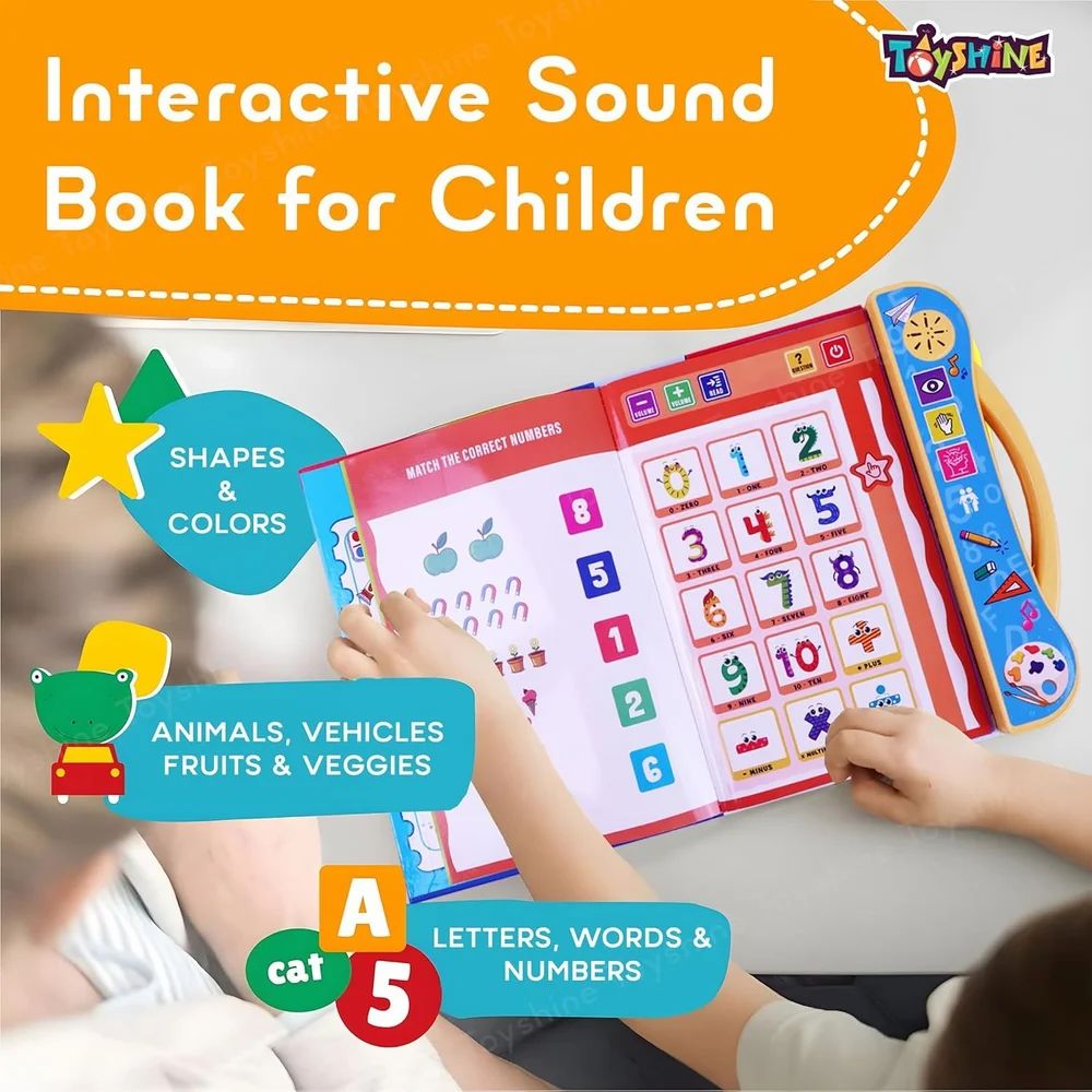 Play & Learn Intelligence Book | Interactive Musical Phonetic Learning for Kids 3+ | Educational ABC & 123 E-Learning Toy for Toddlers