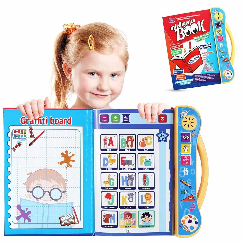 Play & Learn Intelligence Book | Interactive Musical Phonetic Learning for Kids 3+ | Educational ABC & 123 E-Learning Toy for Toddlers