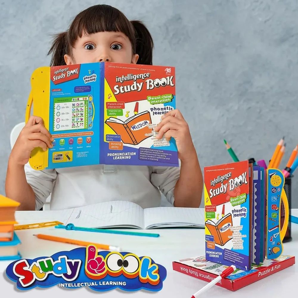 Play & Learn Intelligence Book | Interactive Musical Phonetic Learning for Kids 3+ | Educational ABC & 123 E-Learning Toy for Toddlers